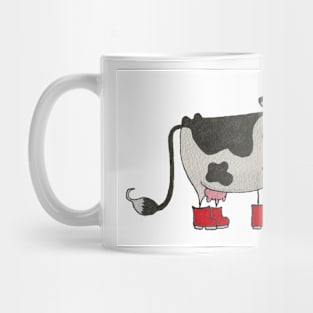 Cartoon cow in red wellie boots Mug